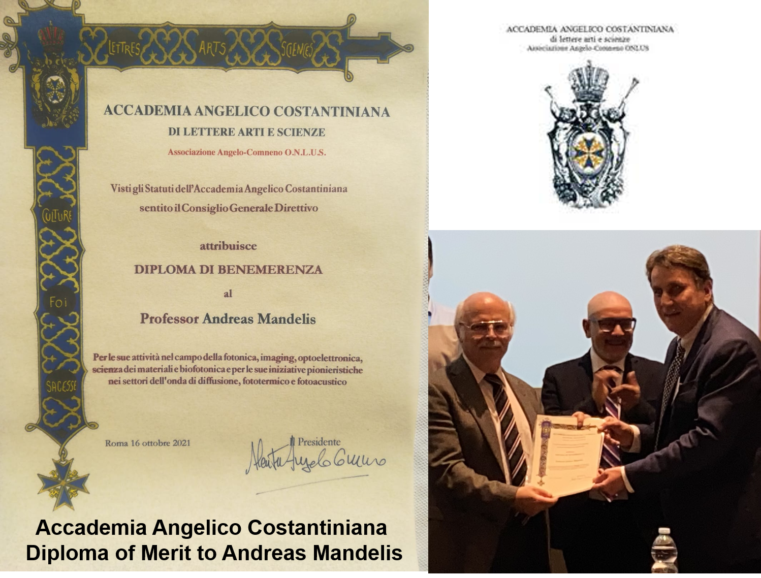 Diploma
            of Merit to Andreas Mandelis